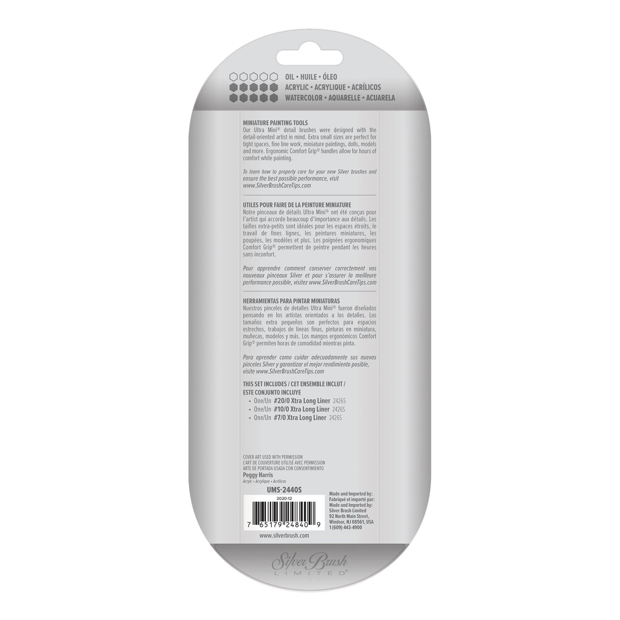 Silver Brush Limited Ultra Mini® White Striper Brushes, Set of 3